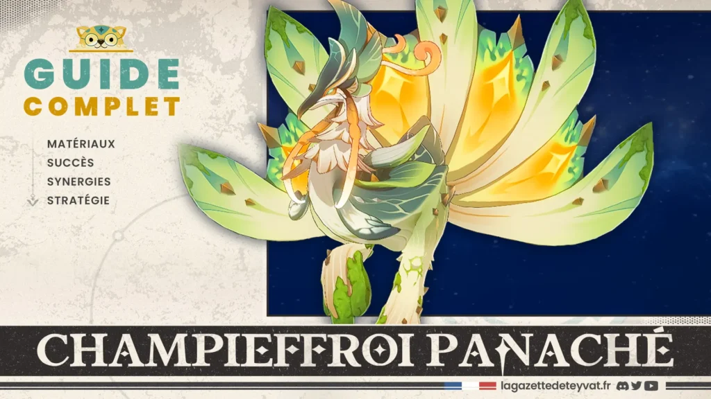 Champieffroi panaché Genshin Impact, guide complet, matériaux, succès, synergies, stratégie