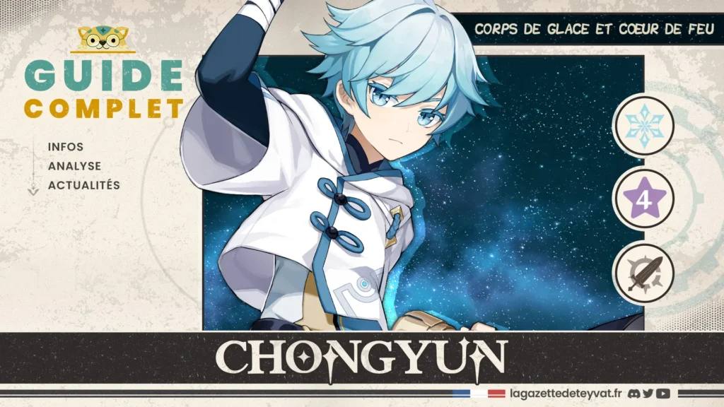 Chongyun Genshin Impact, guide complet, farm, build, synergies, rotations