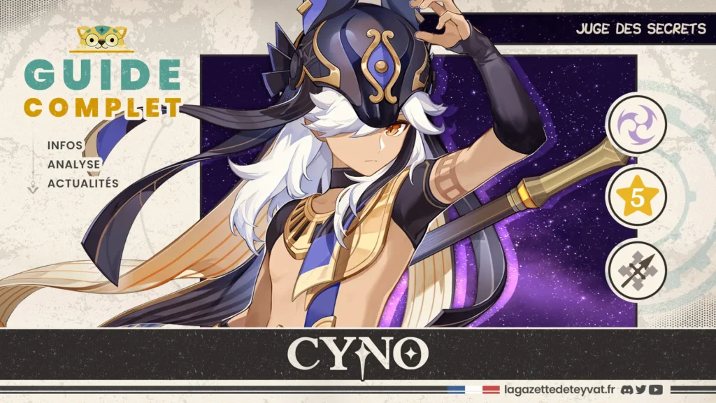 Cyno Genshin Impact, guide complet, farm, build, synergies, rotations
