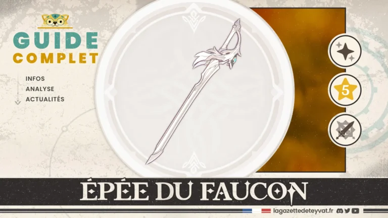 Épée du faucon Genshin Impact, guide complet, farm, personnages conseillés