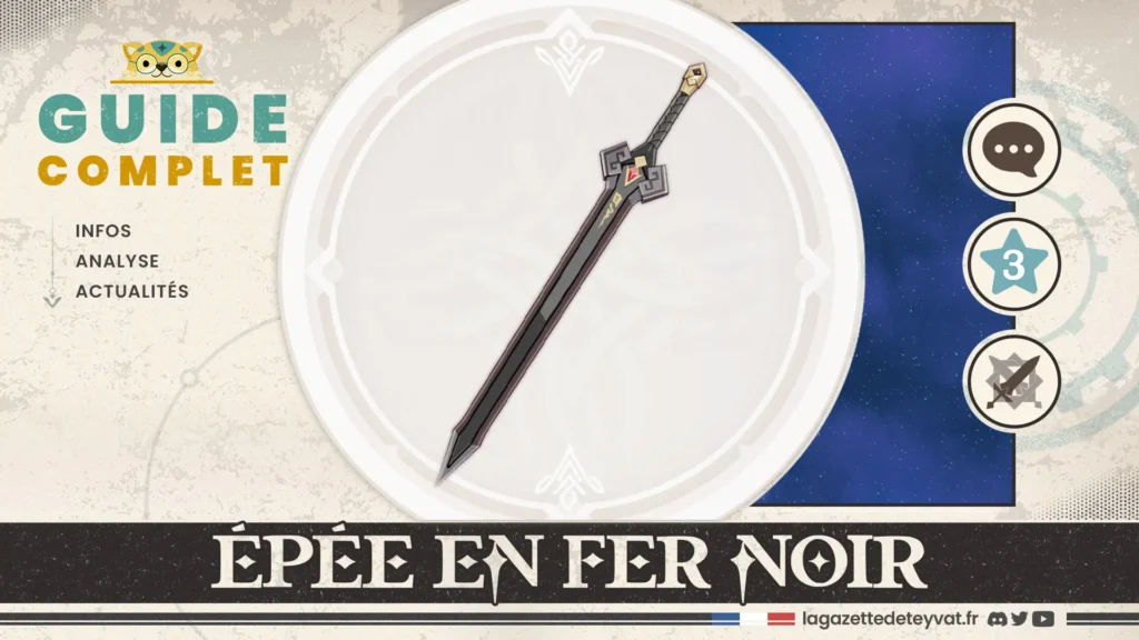 Épée en fer noir Genshin Impact, guide complet, farm, personnages conseillés