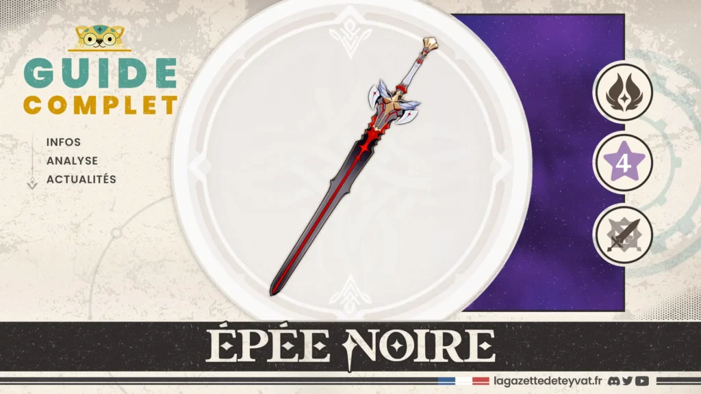 Épée noire Genshin Impact, guide complet, farm, personnages conseillés