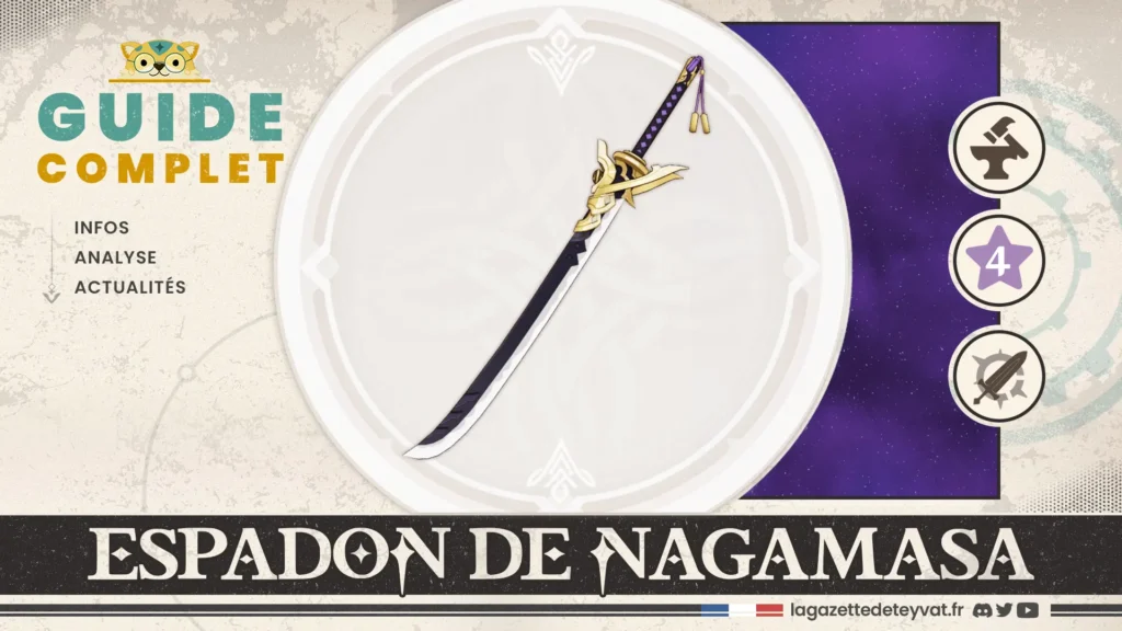 Espadon de Nagamsa Genshin Impact, guide complet, farm, personnages conseillés