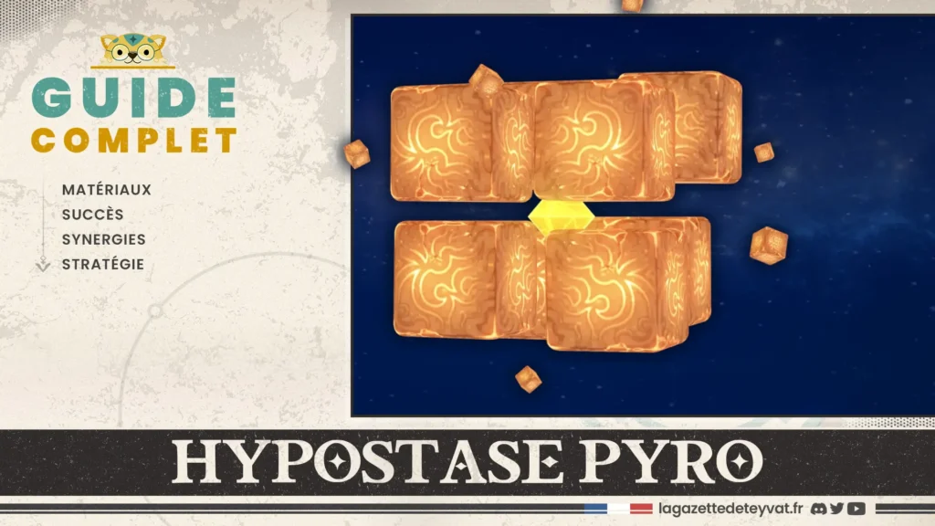 Hypostase Pyro Genshin Impact, guide complet, matériaux, succès, synergies, stratégie