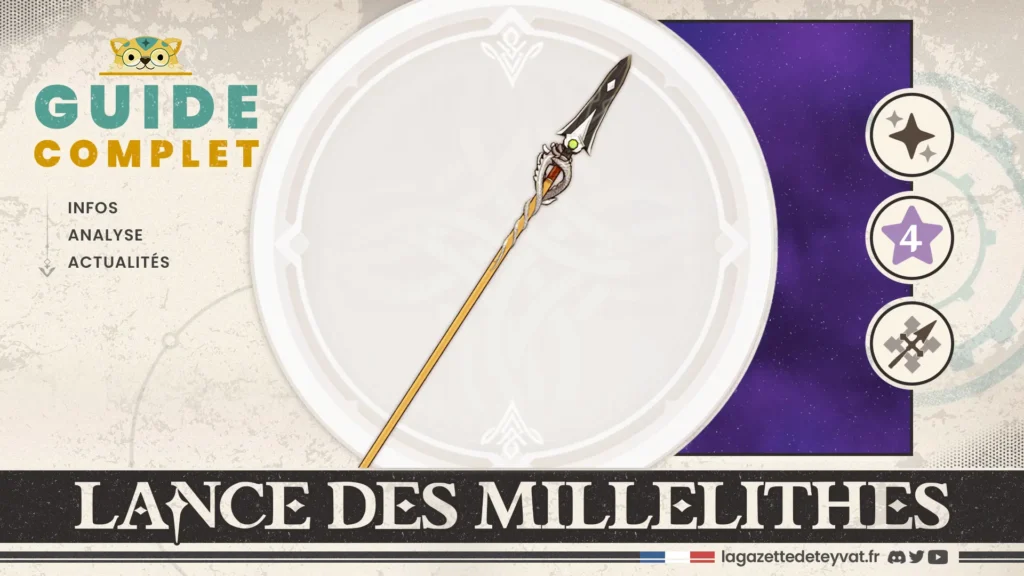 Lance des Millelithes Genshin Impact, guide complet, farm, personnages conseillés