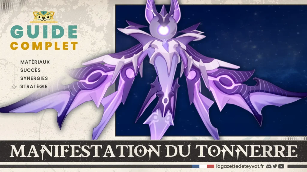 Manifestation du tonnerre Genshin Impact, guide complet, matériaux, succès, synergies, stratégie