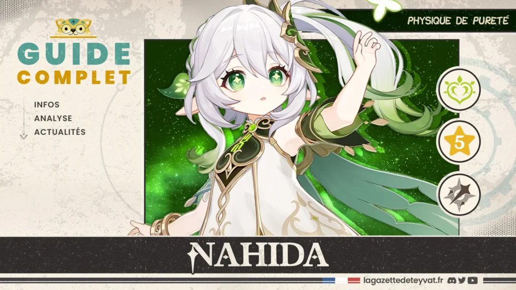 Nahida Genshin Impact, guide complet, farm, build, synergies, rotations