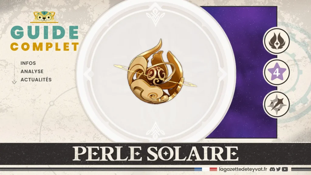 Perle solaire Genshin Impact, guide complet, farm, personnages conseillés