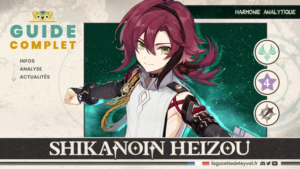 Shikanoin Heizou Genshin Impact, guide complet, farm, build, synergies, rotations