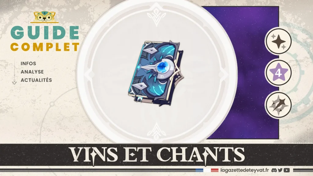 Vins et chants Genshin Impact, guide complet, farm, personnages conseillés