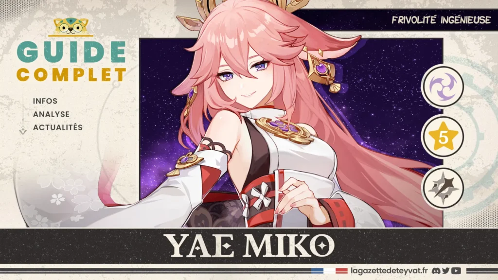 Yae Miko Genshin Impact, guide complet, farm, build, synergies, rotations