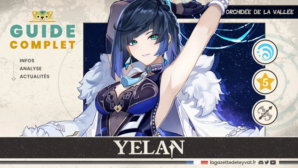 Yelan Genshin Impact, guide complet, farm, build, synergies, rotations