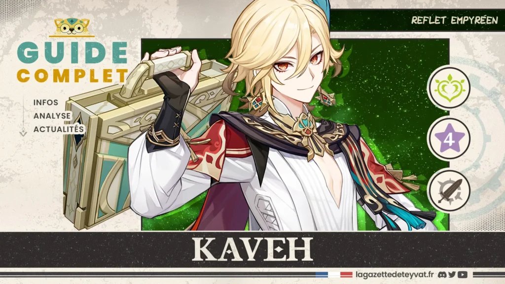 Kaveh Genshin Impact, guide complet, farm, build, synergies, rotations
