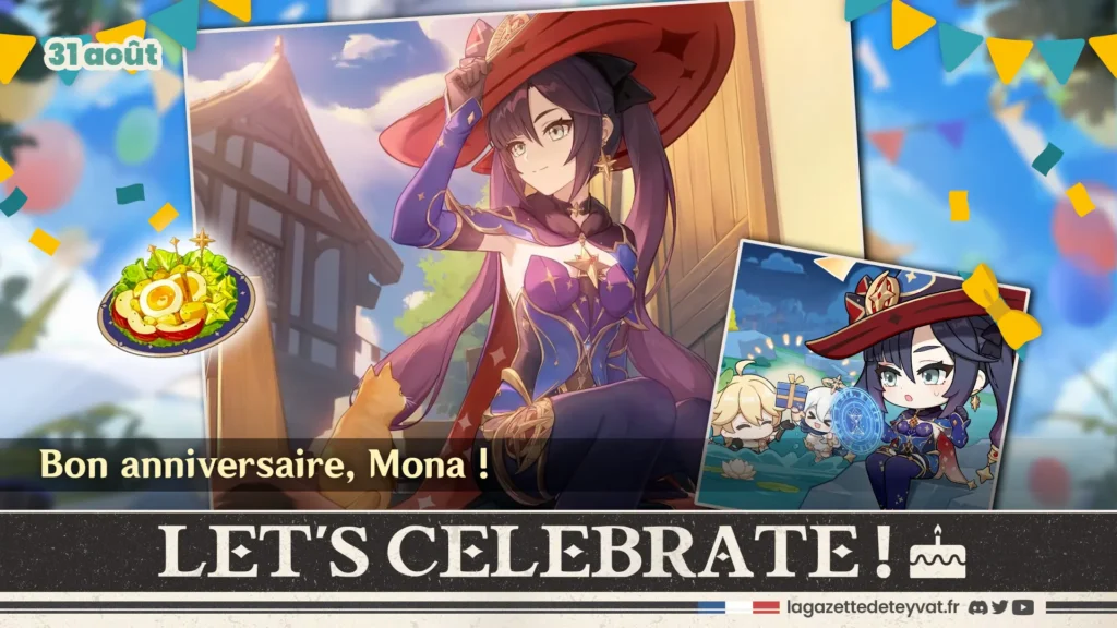 Anniversaire de Mona sur Genshin Impact