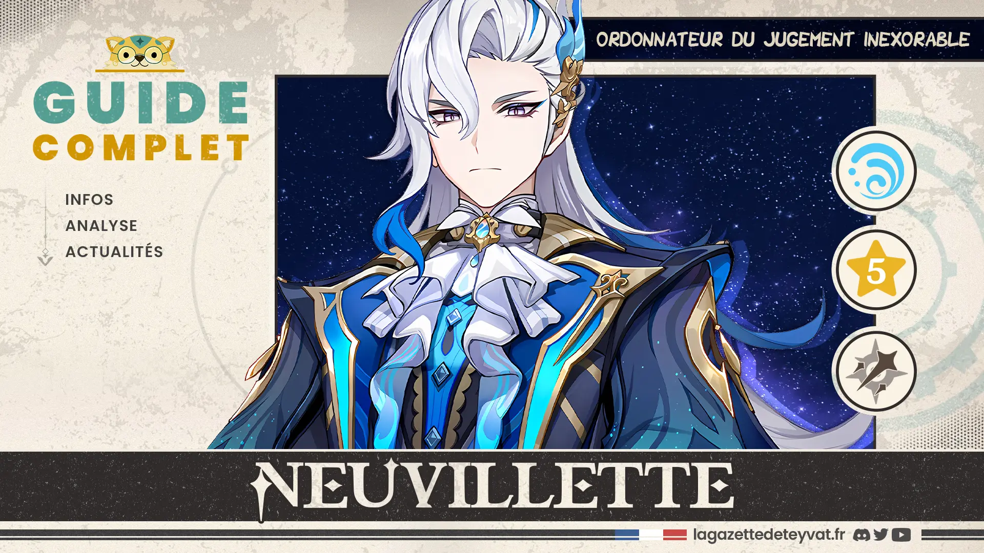 Neuvillette Genshin Impact, guide complet, farm, build, synergies, rotations