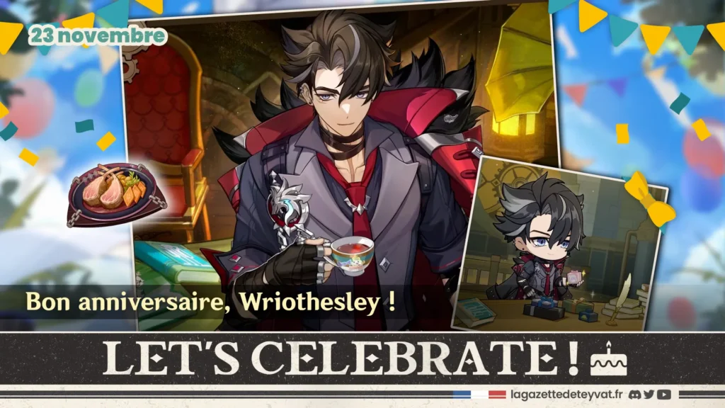 Anniversaire de Wriothesley sur Genshin Impact