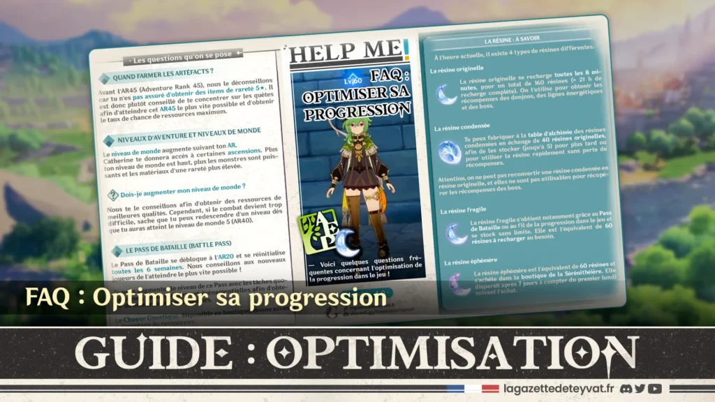 Optimisation Genshin : FAQ Optimiser sa progression