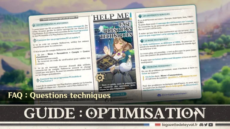 Optimisation Genshin : FAQ Questions techniques