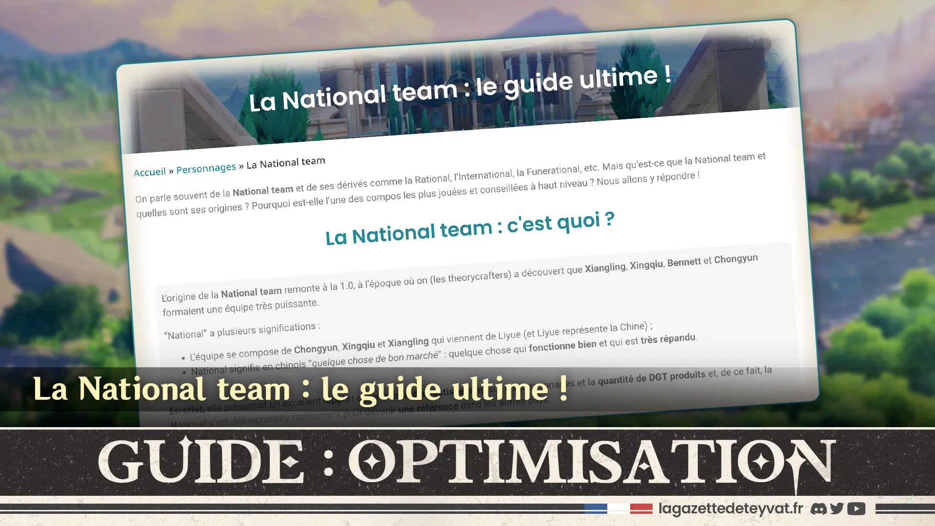 Optimisation Genshin : La National team le guide ultime