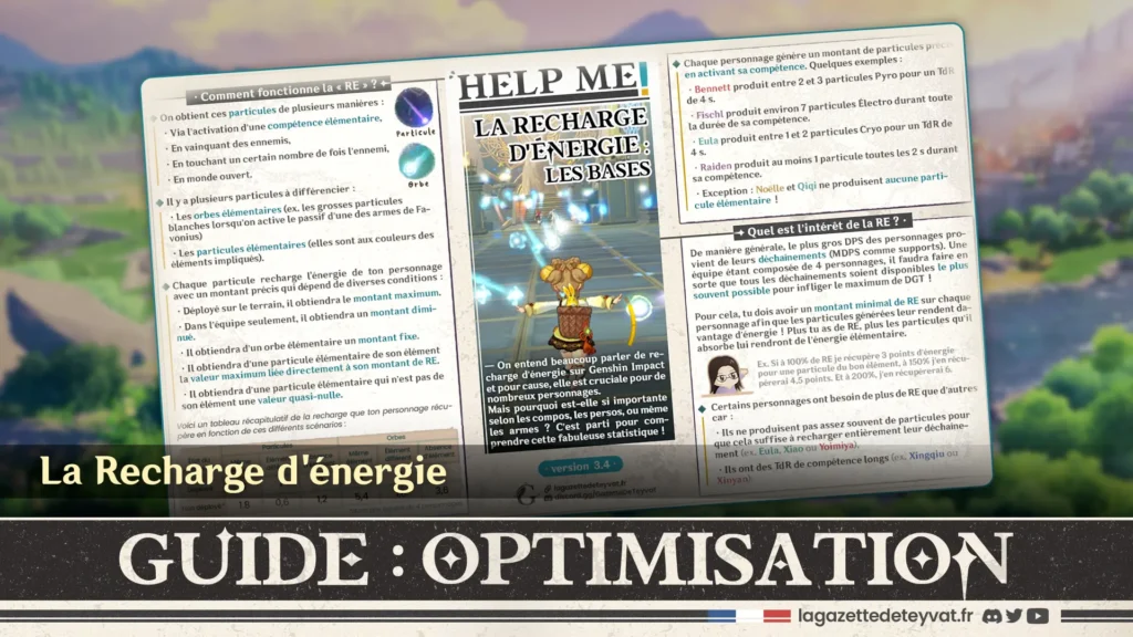 Optimisation Genshin : La Recharge d'énergie