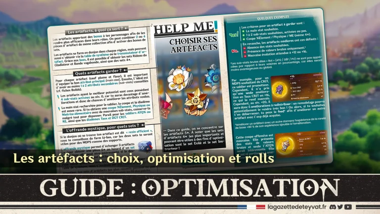Optimisation Genshin : Gérer ses artéfacts