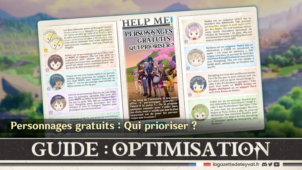 Optimisation Genshin : Personnages gratuits qui prioriser