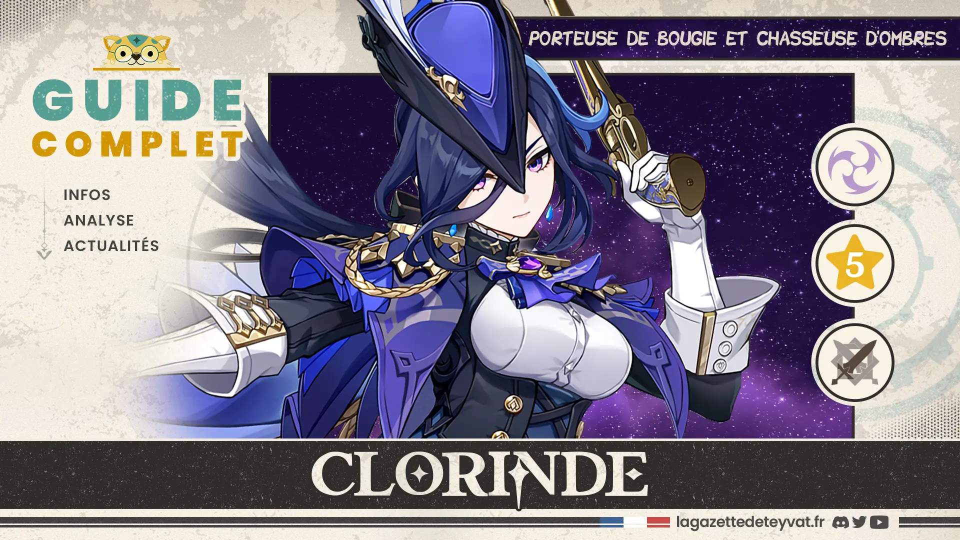 Clorinde Genshin Impact, guide complet, farm, build, synergies, rotations