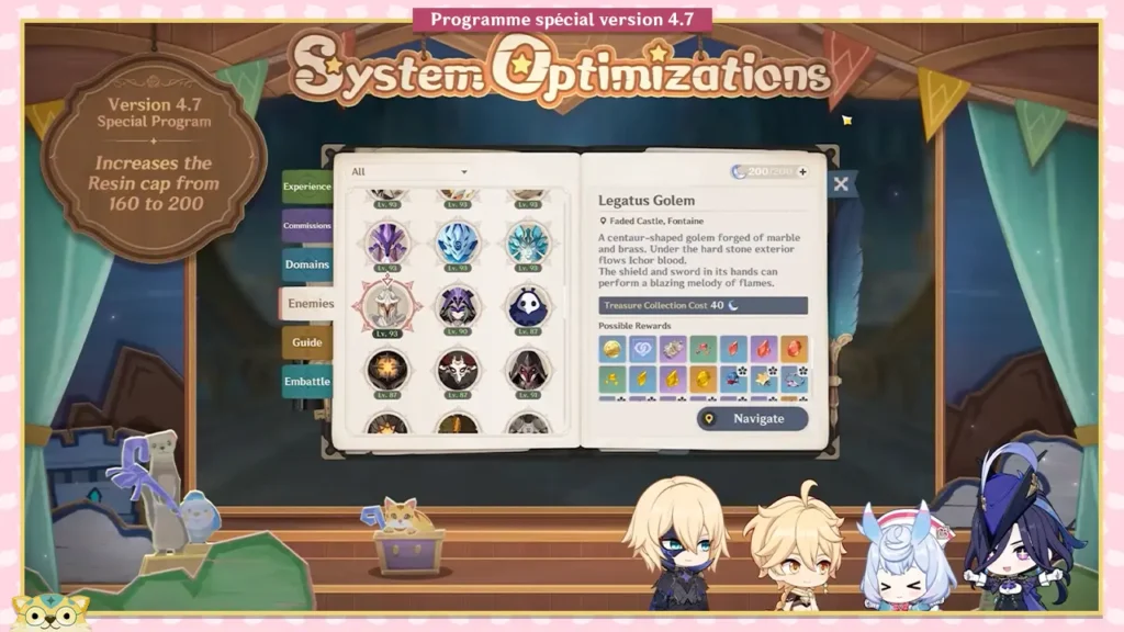 Programme spécial 4.7 Optimisations Genshin impact
