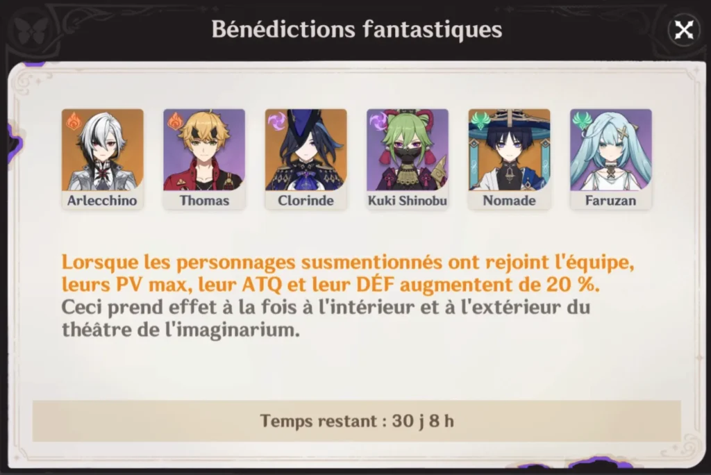 Bénédictions fantastiques 4.7, Théâtre de l'imaginarium, Genshin Impact