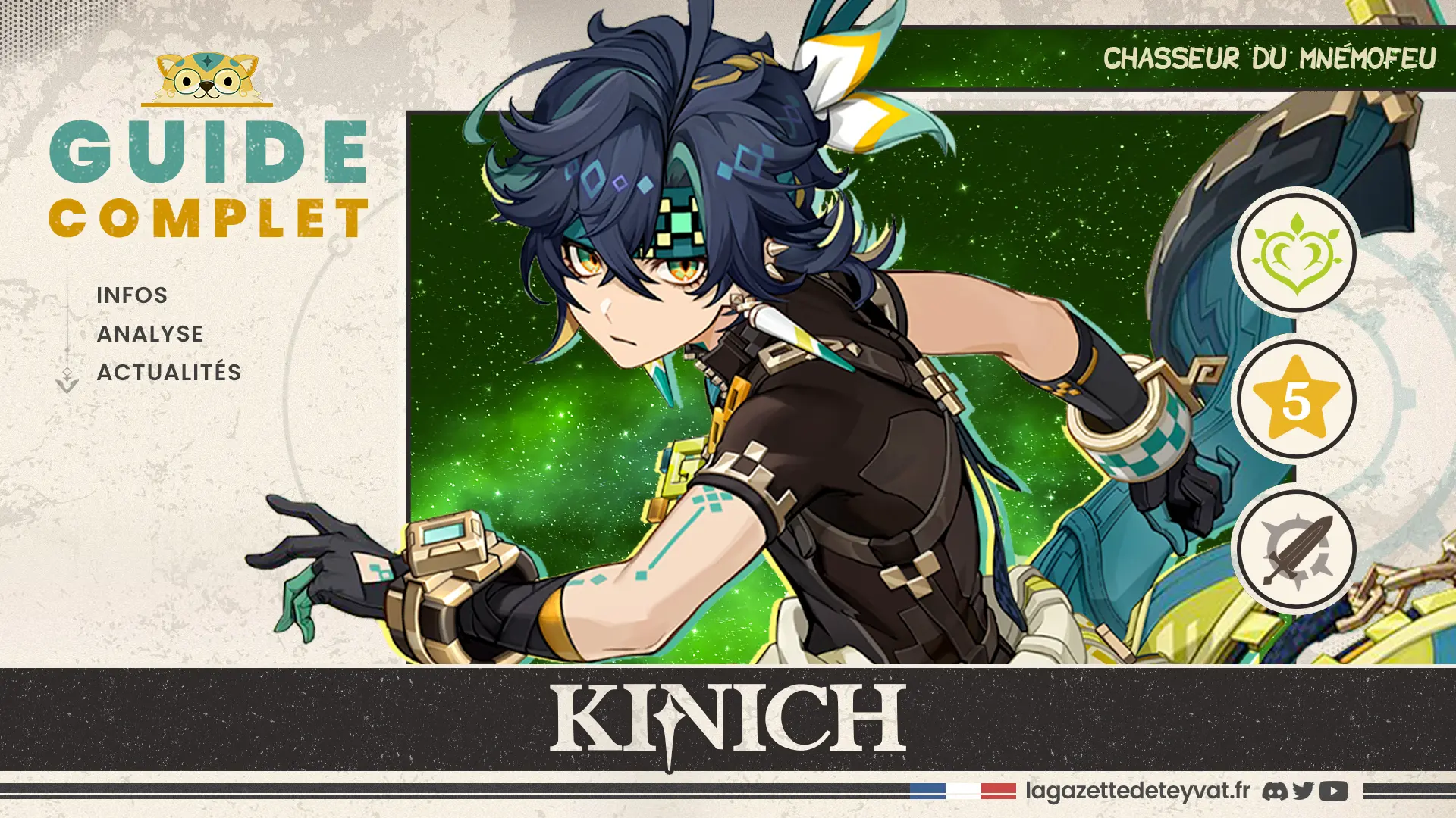 Kinich Genshin Impact, guide complet, farm, build, synergies, rotations