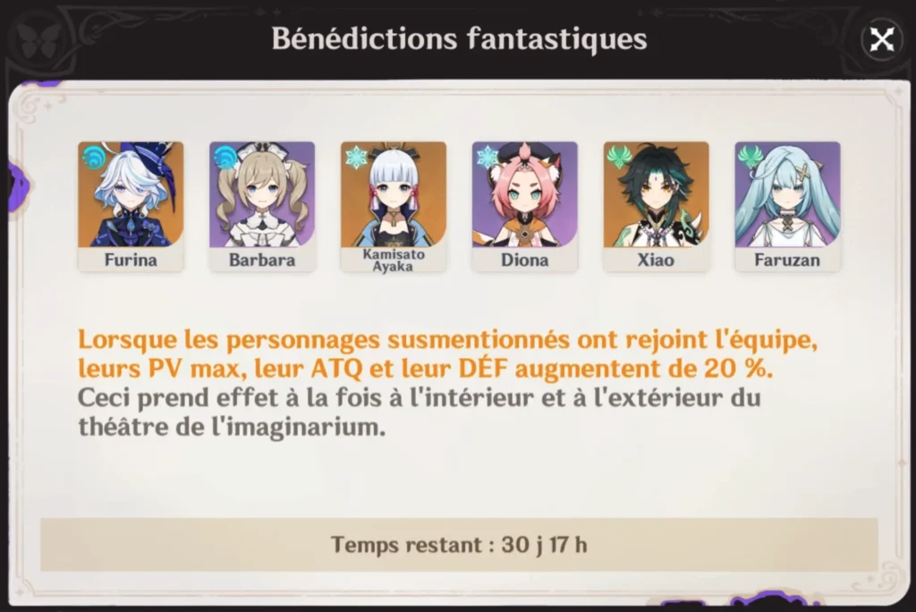 Bénédictions fantastiques 4.8, Théâtre de l'imaginarium, Genshin Impact