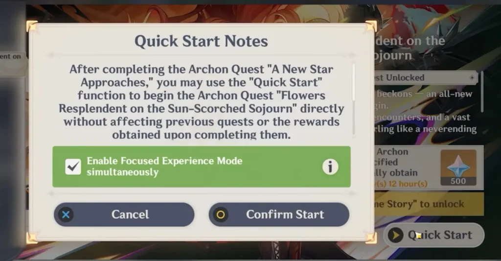 Quêtes d'Archons début rapide Genshin Impact 5.0
