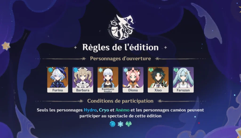 Règles de l'édition 4.8, Théâtre de l'imaginarium, Genshin Impact