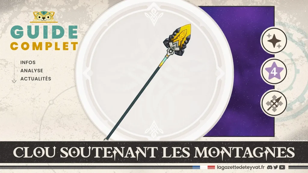 Clou soutenant les montagnes Genshin Impact, guide complet, farm, personnages conseillés