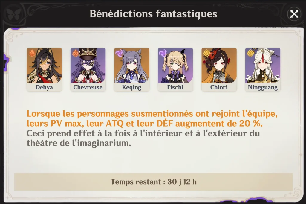 Bénédictions fantastiques 5.0, Théâtre de l'imaginarium Genshin Impact