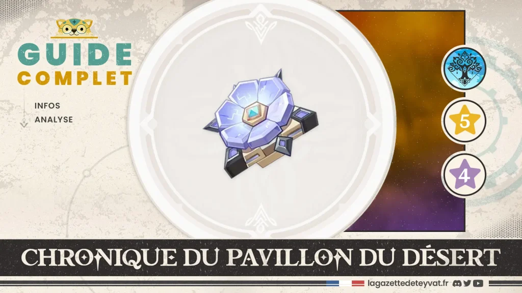 Chronique du Pavillon du désert Genshin Impact, guide artéfact