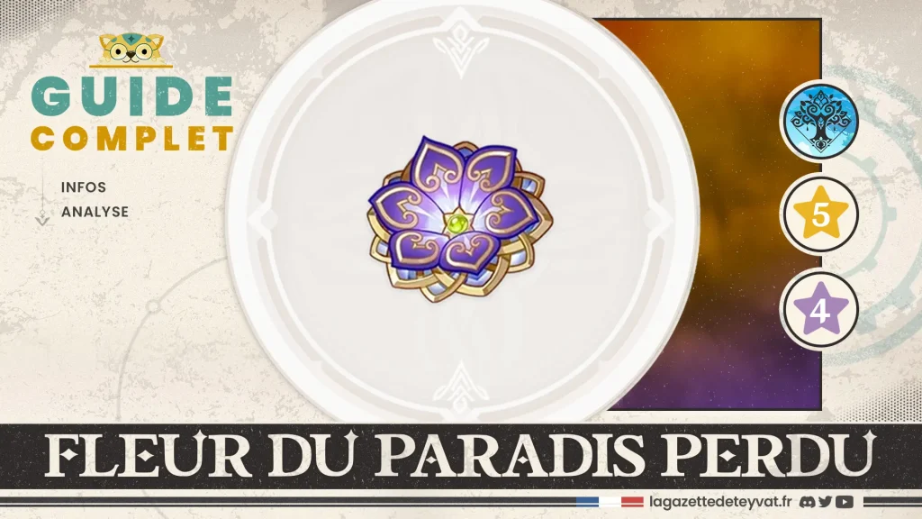 Fleur du paradis perdu Genshin Impact, guide artéfact