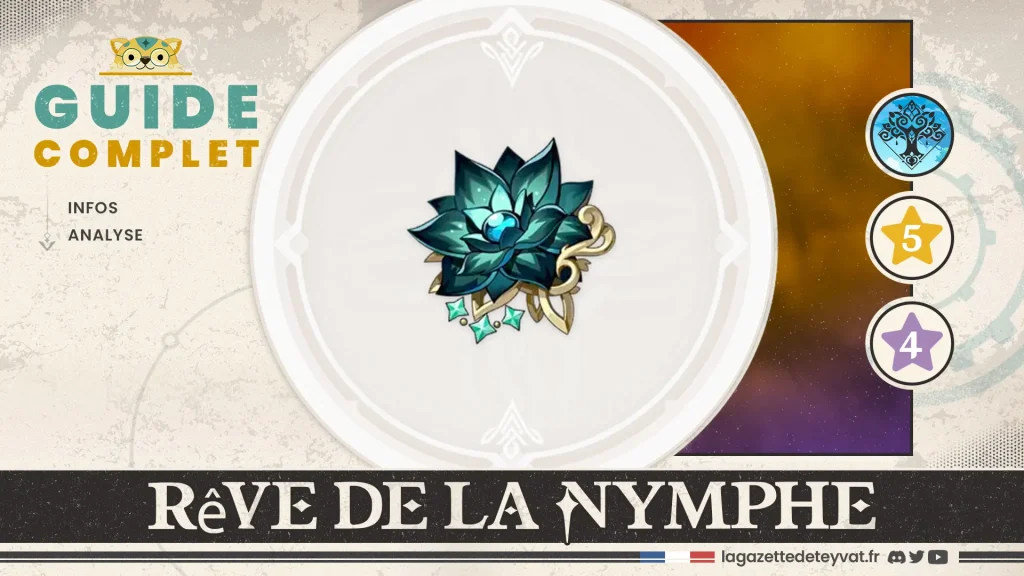 Rêve de la nymphe Genshin Impact, guide artéfact