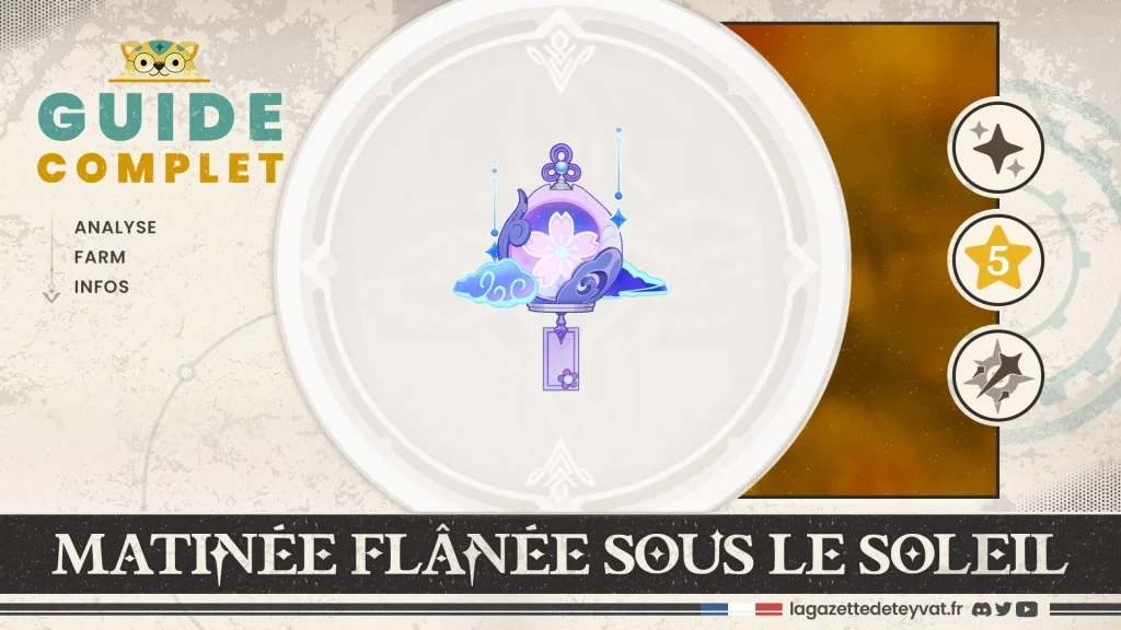 Matinée flanée sous le soleil Genshin Impact, guide complet, farm, personnages conseillés