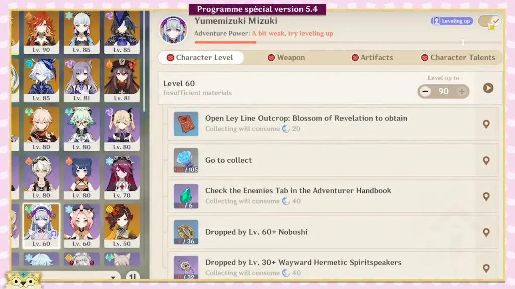 Optimisation Genshin Impact 5.4