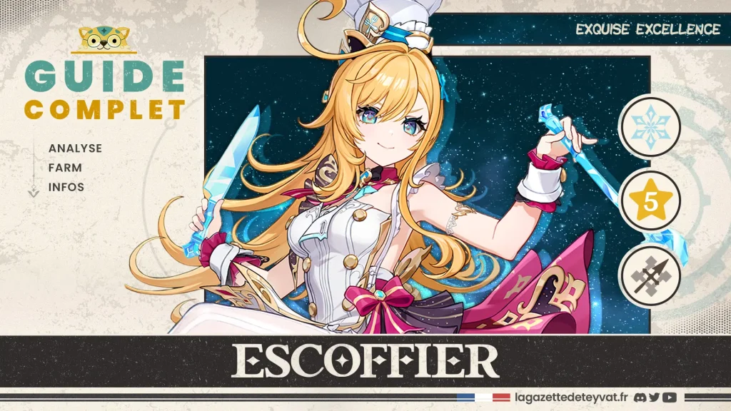 Escoffier Genshin Impact, guide complet, farm, build, synergies, rotations