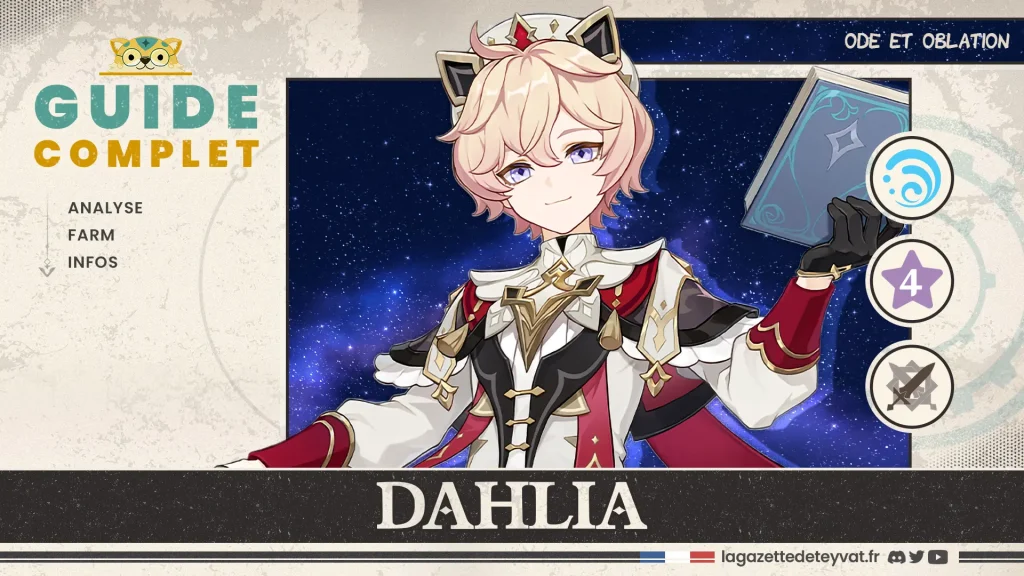 Dahlia Genshin Impact, guide complet, farm, build, synergies, rotations