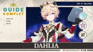 Dahlia Genshin Impact, guide complet, farm, build, synergies, rotations