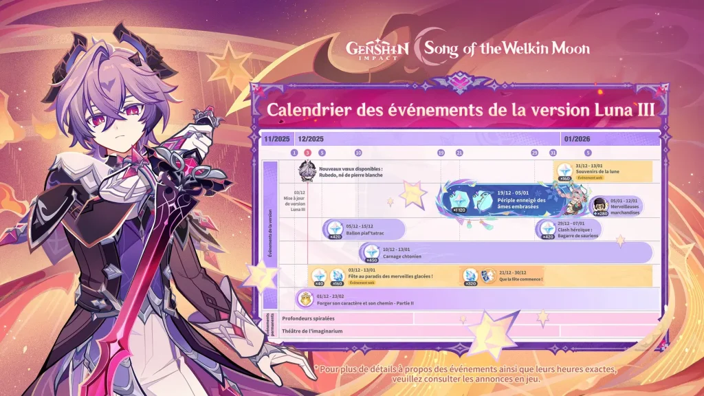 Calendrier Genshin Impact Luna III