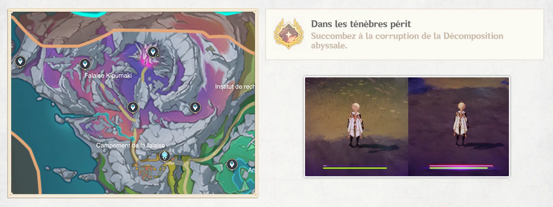 Dans les ténèbres périt, succès Genshin Impact