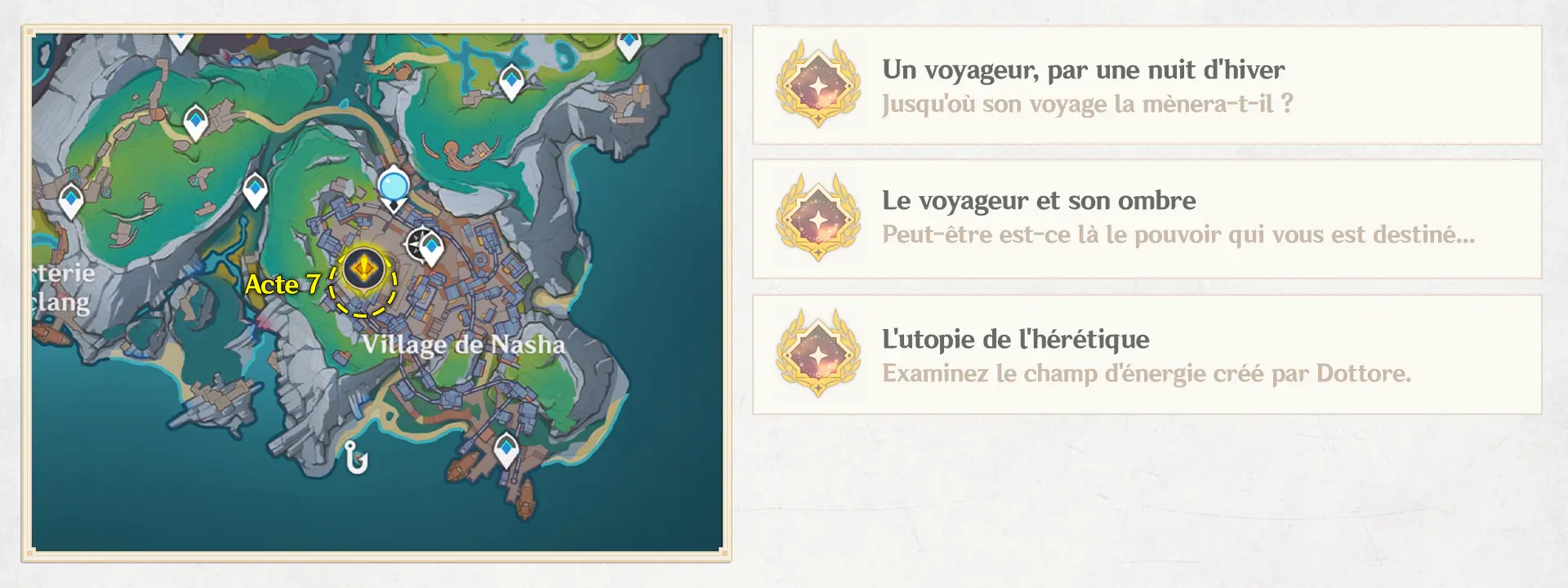Quête d'Archons - Un voyageur, par une nuit d'hiver, succès Genshin Impact