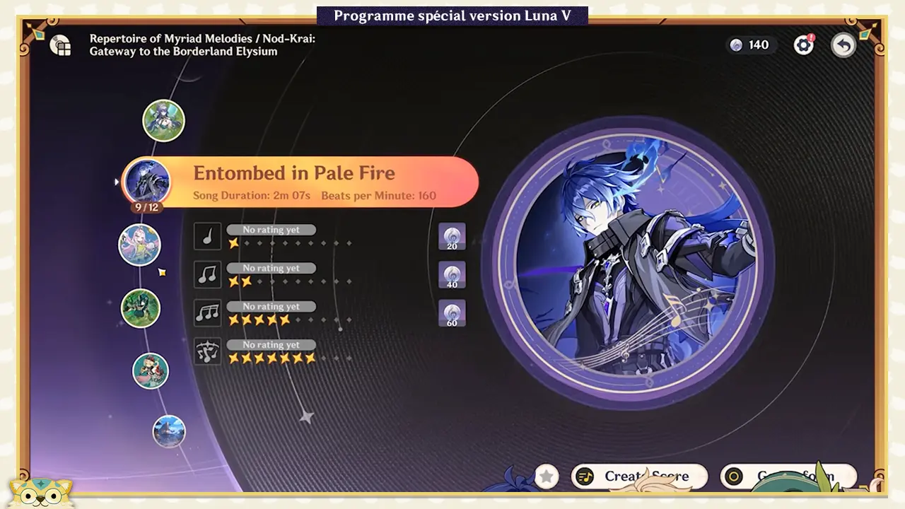 Répertoire aux mille mélodies Genshin Impact Luna V
