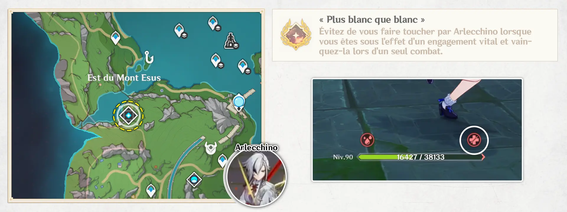 Défi d'Arlecchino - « Plus blanc que blanc », succès Genshin Impact