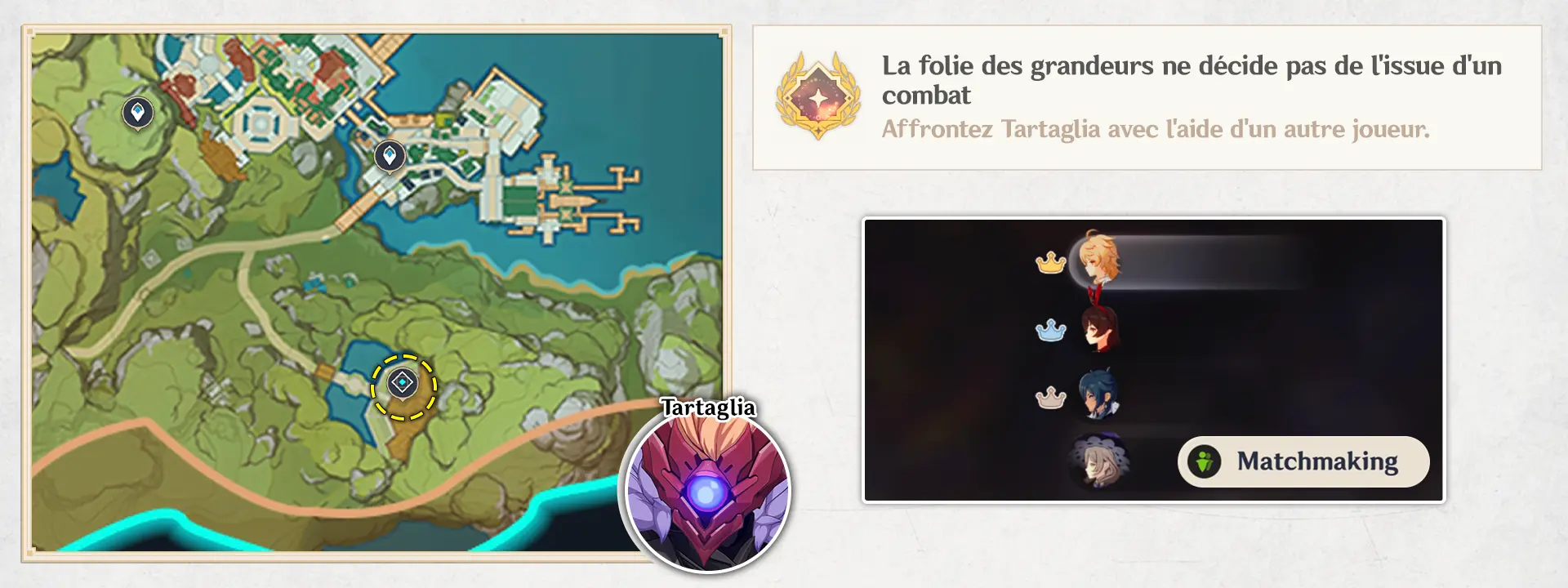 Tartaglia - La folie des grandeurs ne décide pas de l'issue d'un combat, succès Genshin Impact