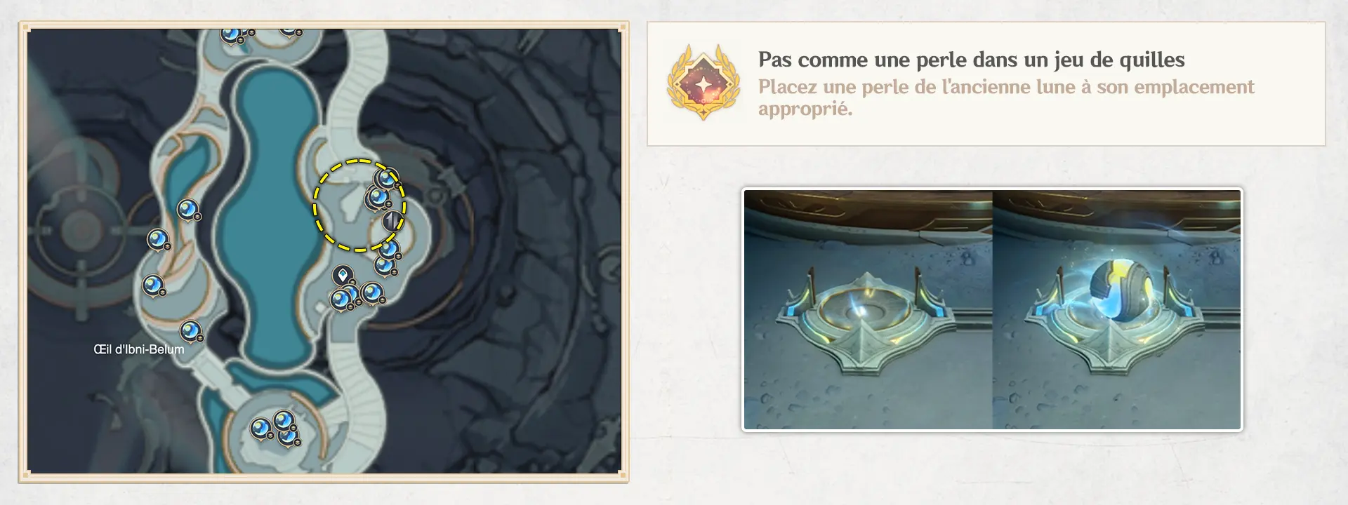 Pas comme une perle dans un jeu de quilles, succès Genshin Impact